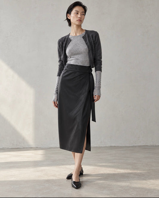 NORA WRAP SKIRT-BLACK