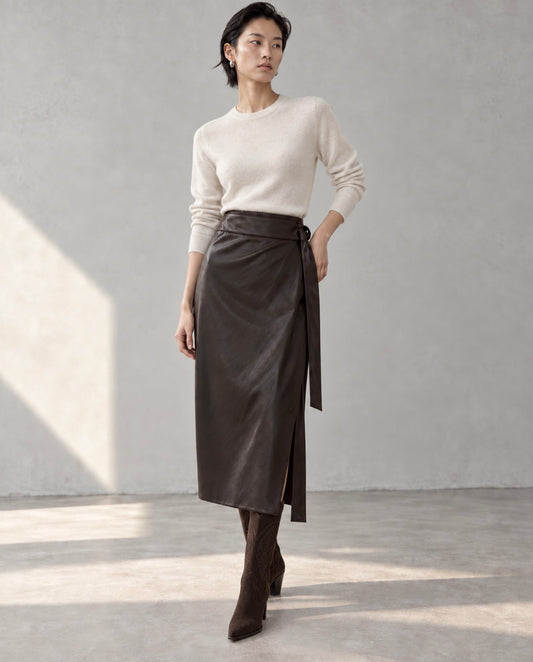 NORA WRAP SKIRT-CHOCOLATE