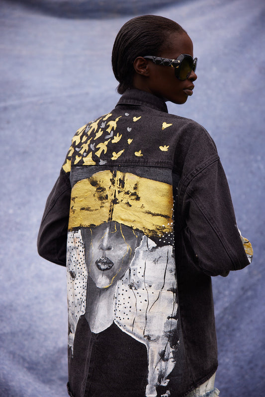 Iris Denim Ceket - Siyah
