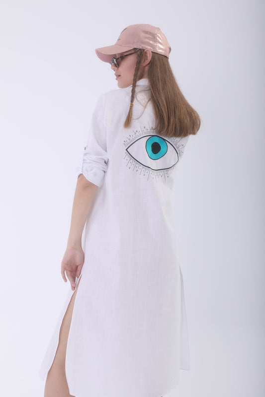 Look Project - Summer Look Beyaz Gömlek Elbise