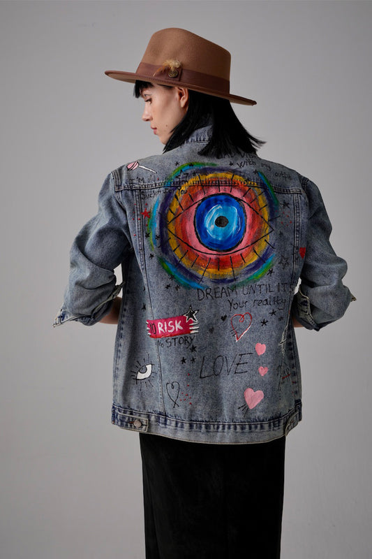 Happiness Palette Denim Ceket - Mavi
