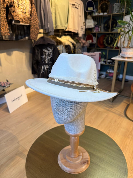 Felt Fedora Hat 08-Ecru