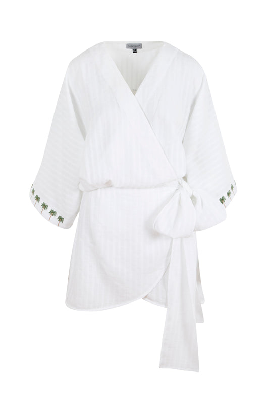 Lia Mini Kimono Dress - White
