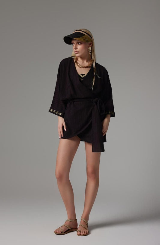Lia Mini Kimono Dress - Black