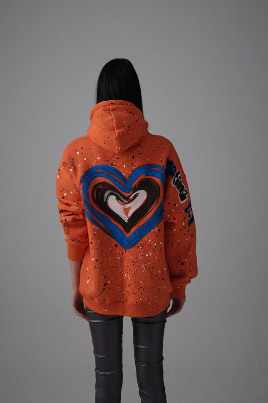 Me Time Hand-Painted Hoodie - Orange