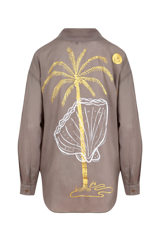 Ocean Hand-Painted Shirt - Mink