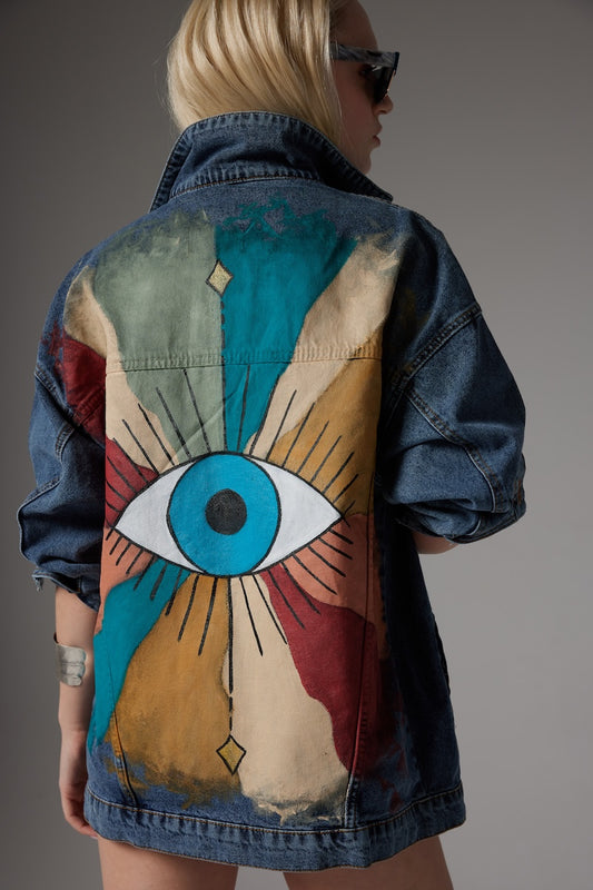 Rainbow Denim Jacket - Blue