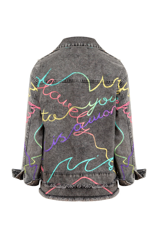 Sign Denim Ceket - Gri