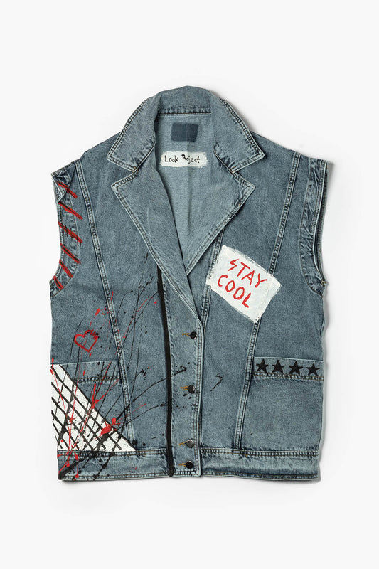 Look Project - Art vs War Denim Yelek