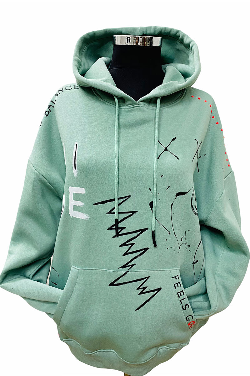 Look Project - Dont Look Back El Boyaması Hoodie