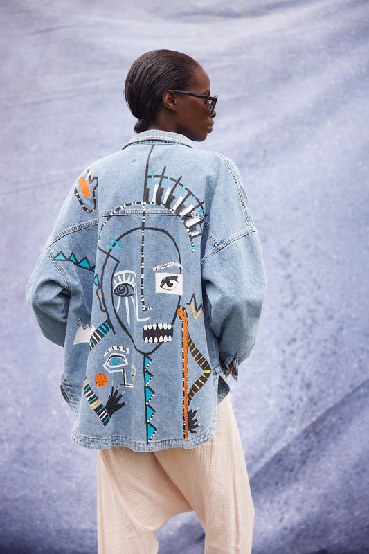 African Tribe  Denim Ceket - Mavi
