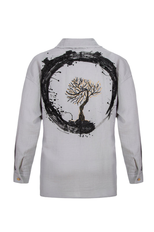 As Above So Below Hand-Painted Shirt - Grey