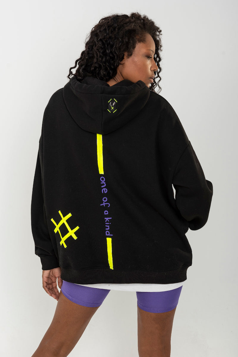 Look Project - Barcode - Hand Painted Hoodie