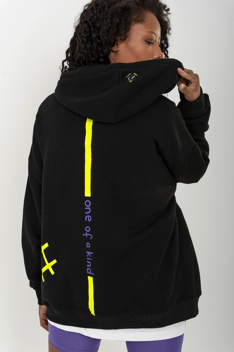 Look Project - Barcode - Hand Painted Hoodie