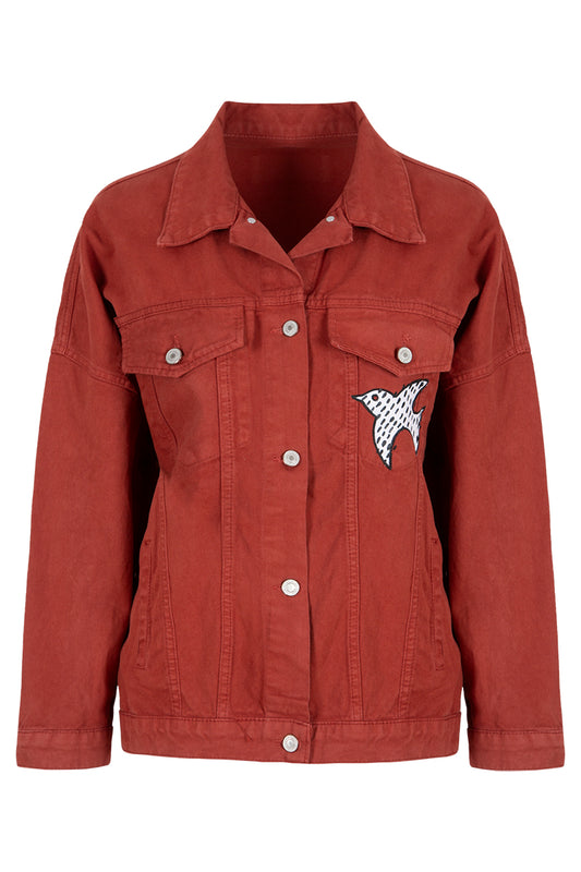 Bruja Denim Ceket - Kiremit