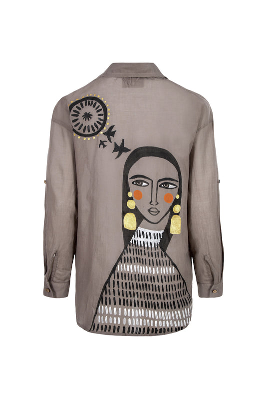 Bruja Hand Painted Shirt - Mink