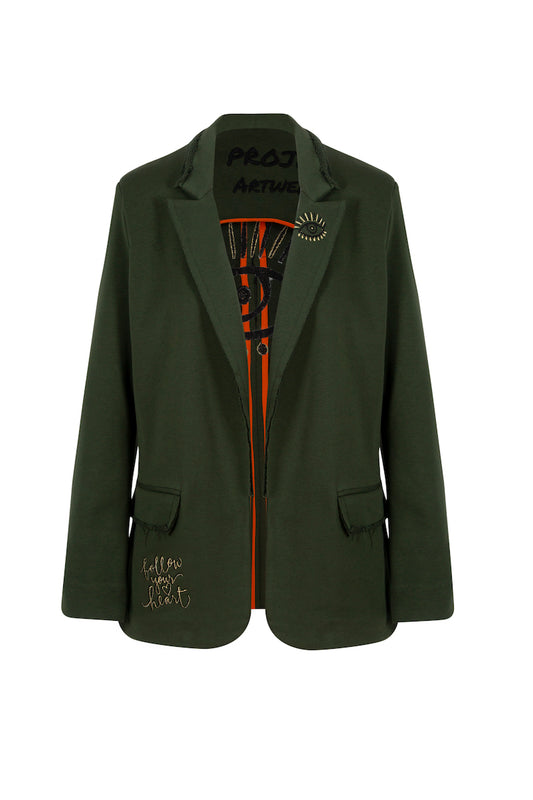 Caroline Sweat Blazer Jacket - Khaki
