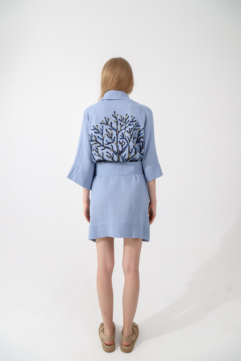 Look Project - Coral Effect Kimono İndigo
