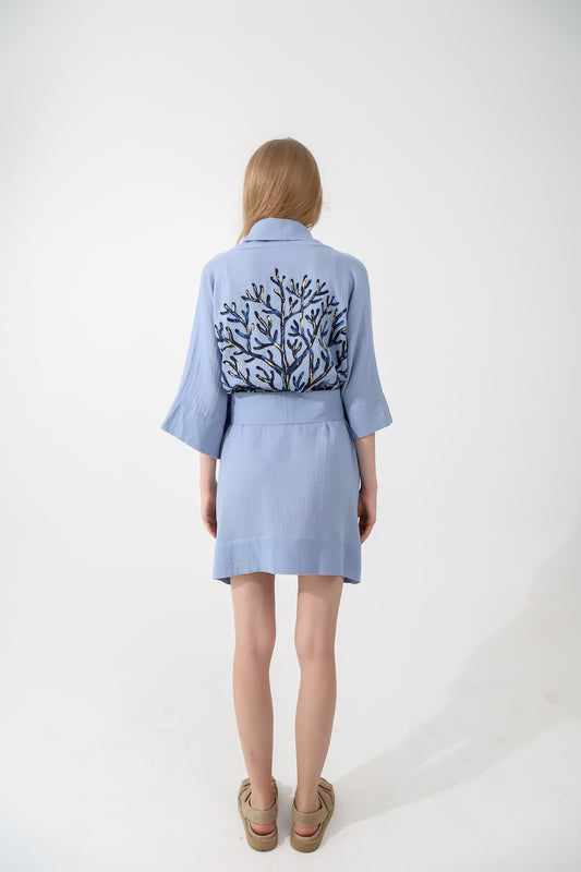 Look Project - Coral Effect Kimono İndigo
