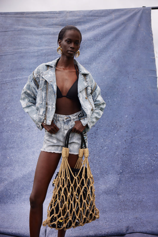 Black Mesh Bag - Gold