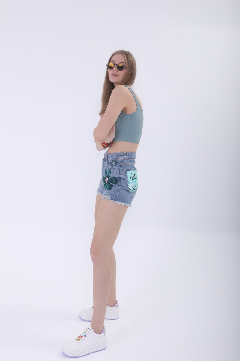 Look Project - Floral Denim Şort