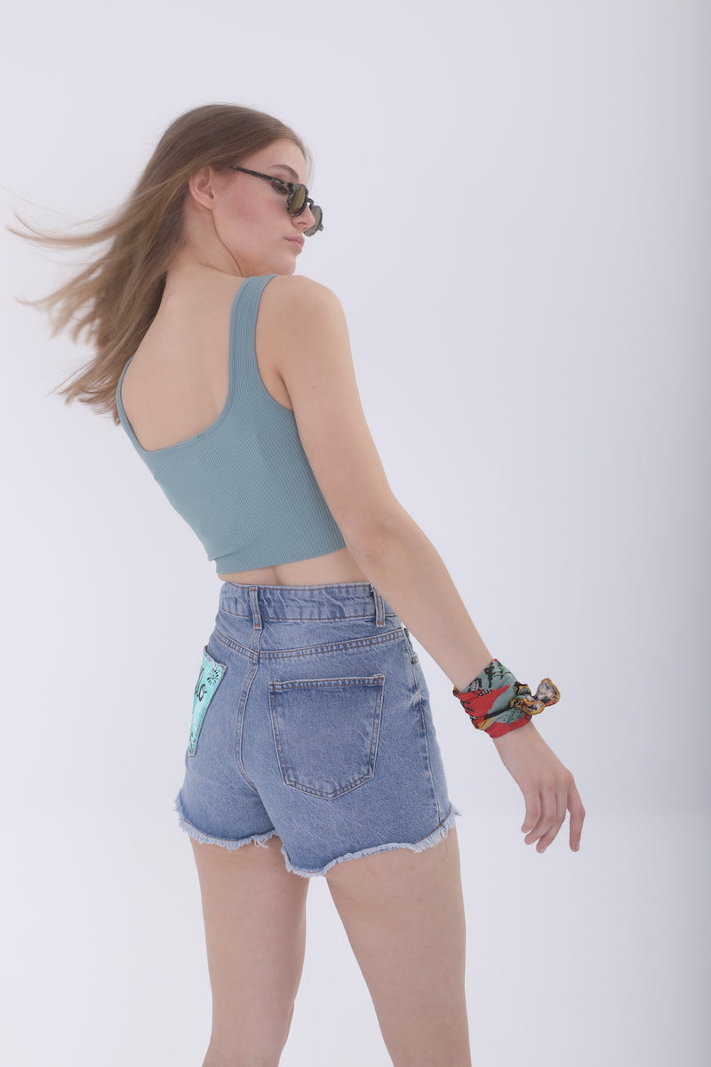 Look Project - Floral Denim Şort