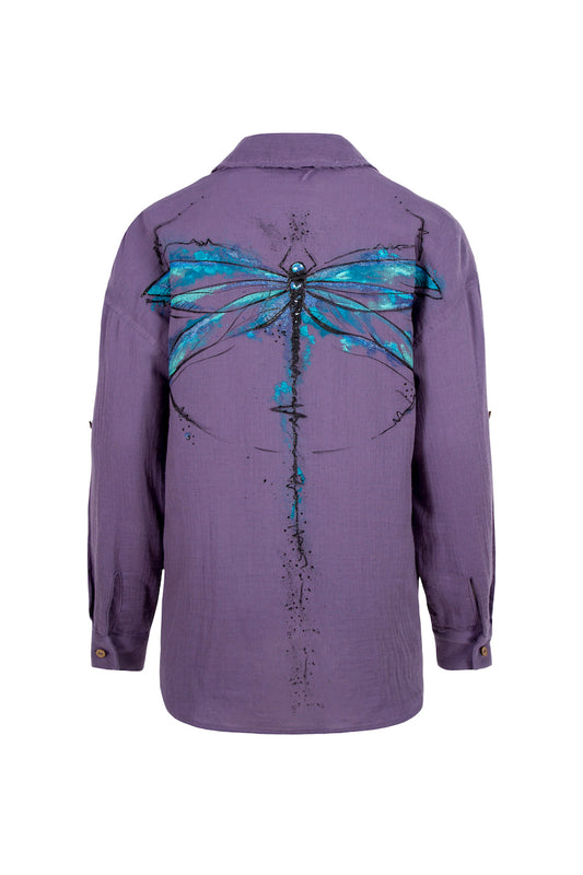 Fly Away Hand-Painted Shirt - Purple