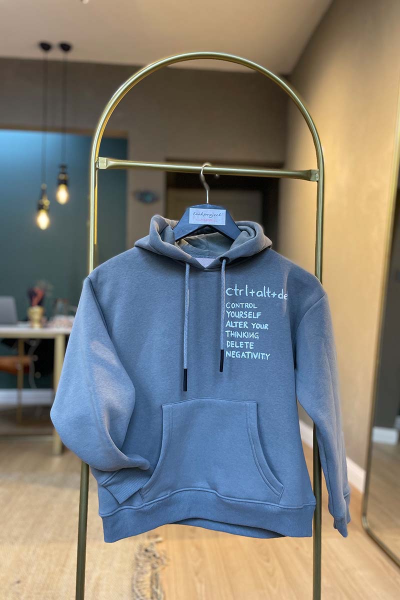 Look Project - Grey CTRL ALT DEL Çocuk Hoodie