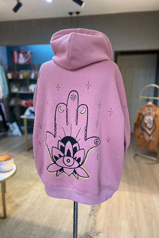 Look Project - Dusty Rose Hamsa Hoodie