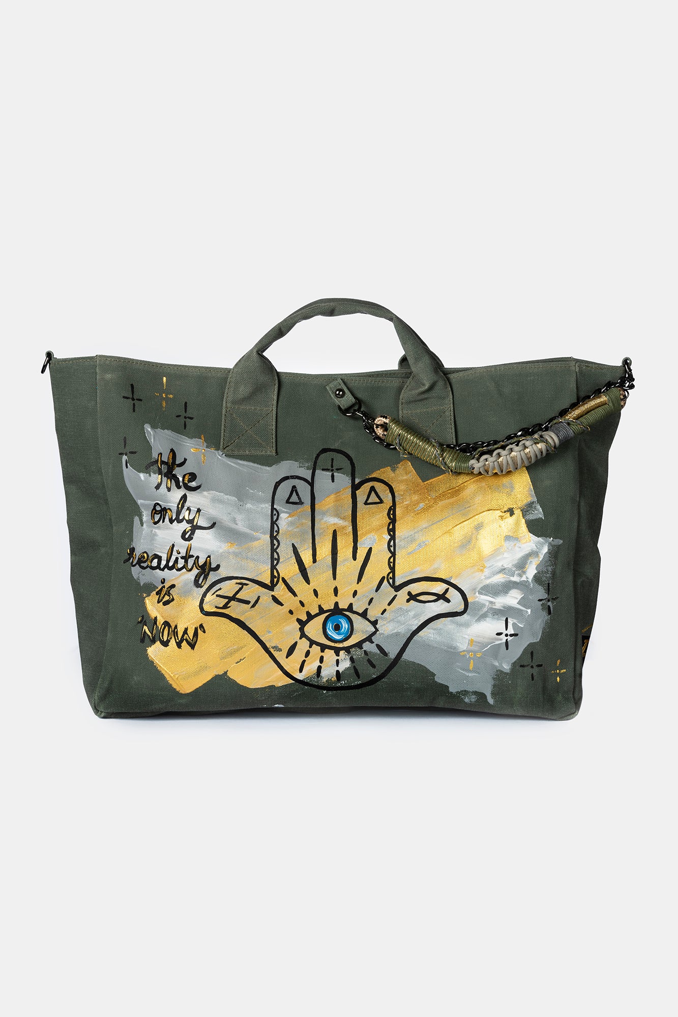 Look Project - Haki Hamsa Plaj Çantası