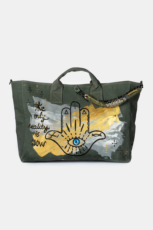 Look Project - Haki Hamsa Plaj Çantası