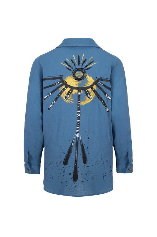 Innu-El Hand-Painted Shirt - Blue