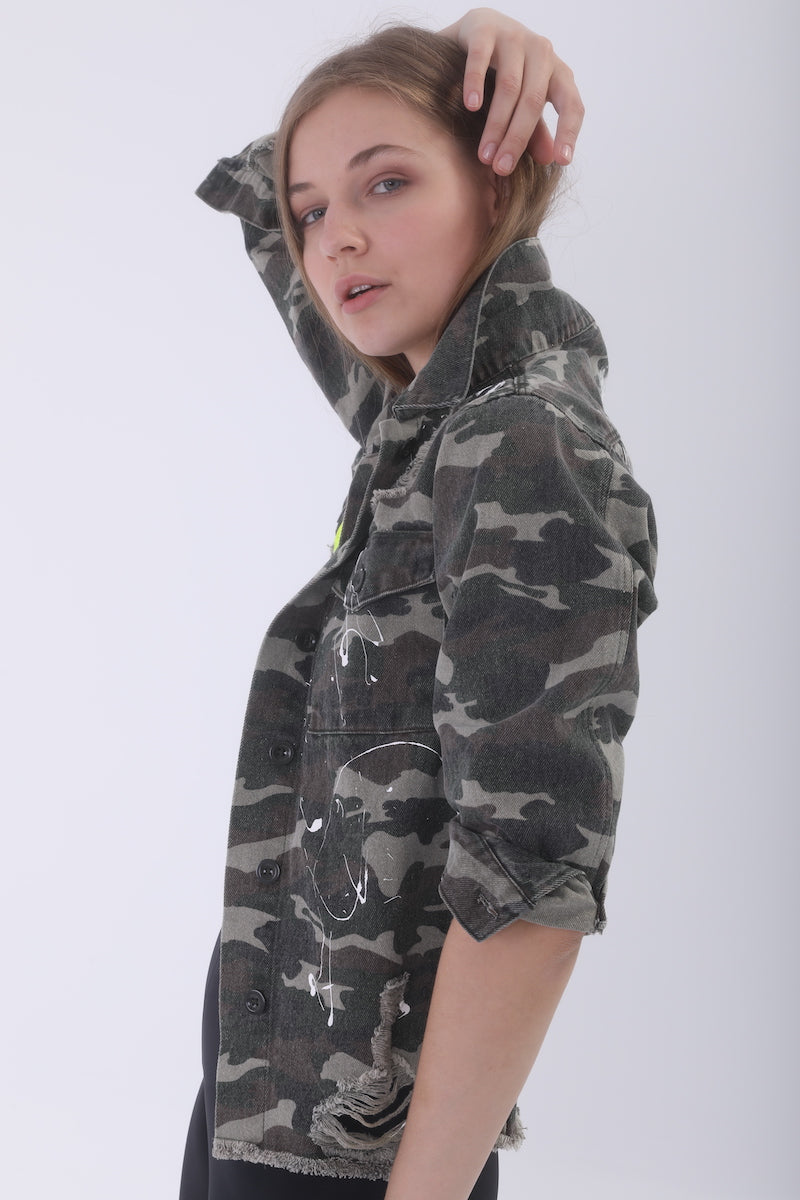 Look Project - Inspire Kamuflaj Denim Ceket