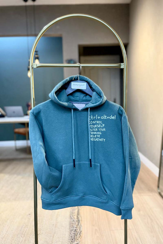 Look Project - Grey Koyu Yeşil CTRL ALT DEL Çocuk Hoodie