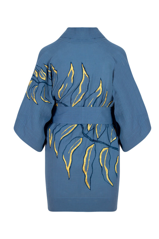Leaves Kimono - Indigo