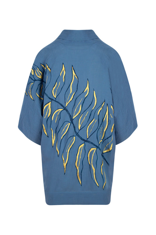 Leaves Kimono - Indigo