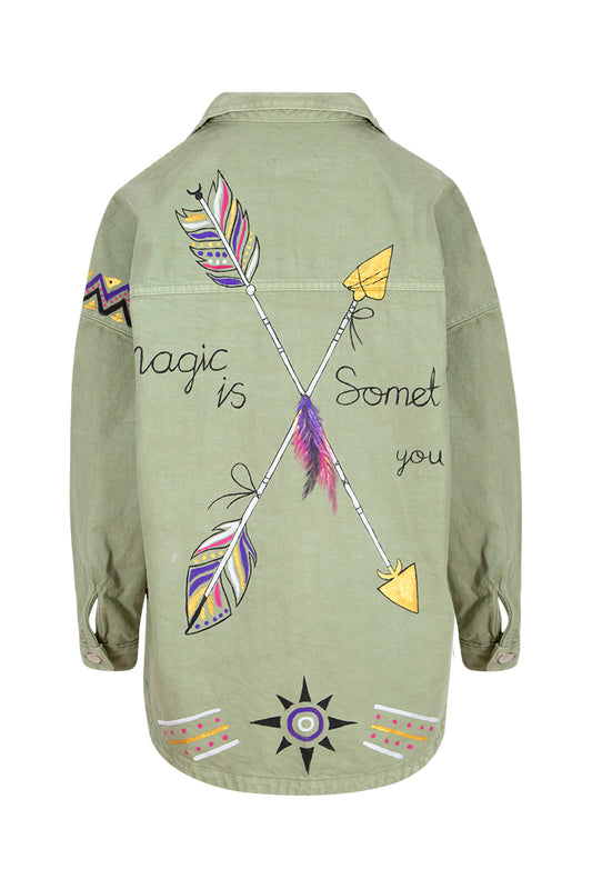 Magical Denim Ceket - Yeşil