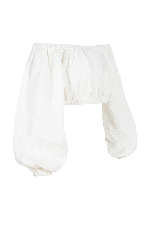 Off-Shoulder Crop Top - White