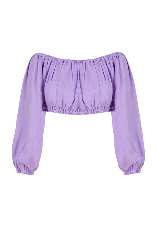 Off Shoulder Crop Top - Purple
