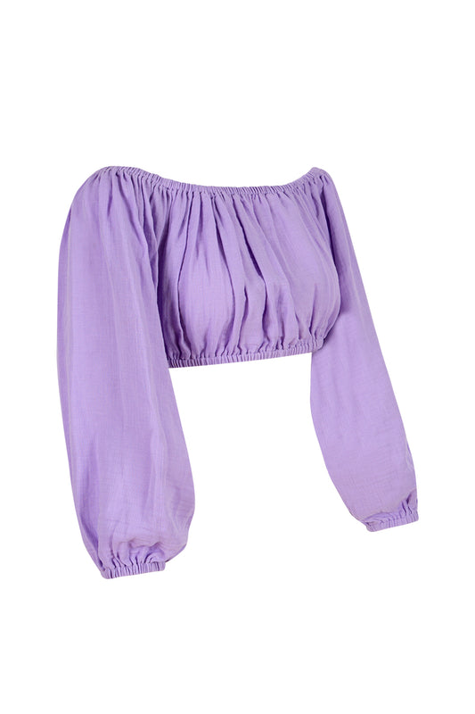 Off Shoulder Crop Top - Purple