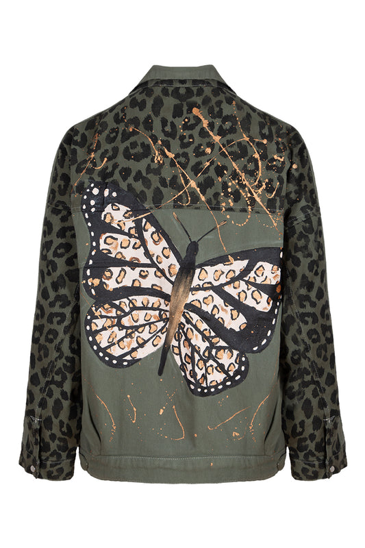Papillion Kanvas Ceket - Leopar