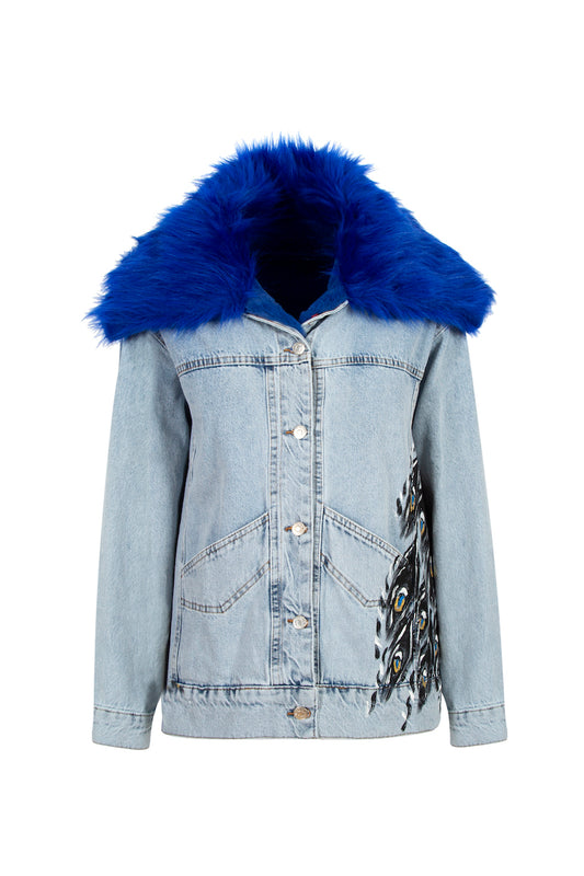 Peacock Fur-Lined Denim Jacket