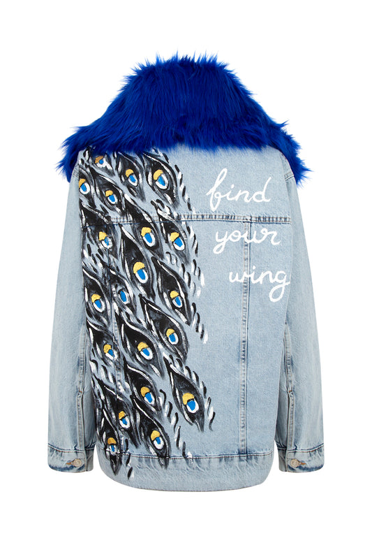 Peacock Fur-Lined Denim Jacket