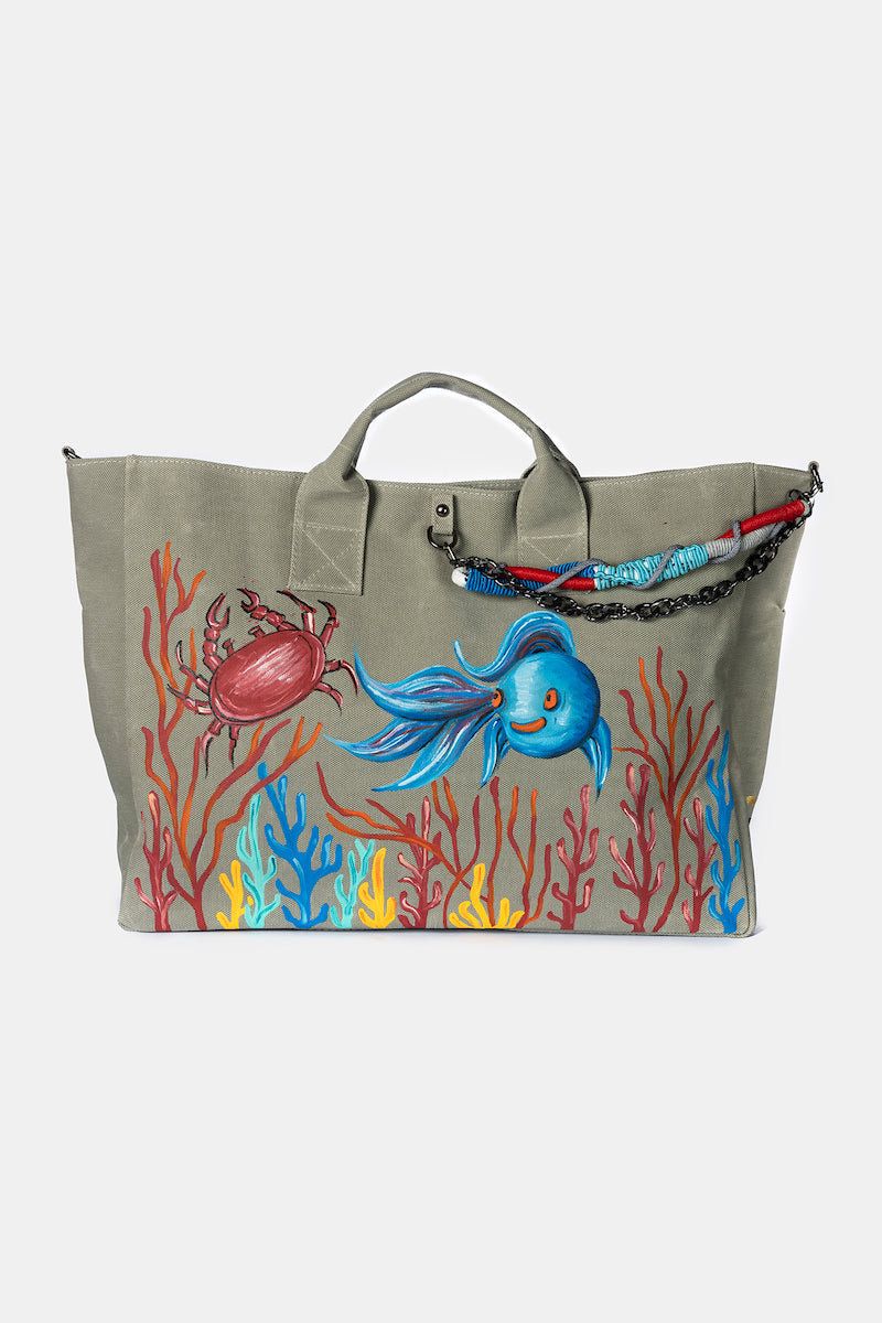 Look Project - Kum Rengi Sea Life Plaj Çantası