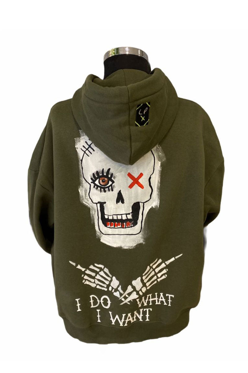 Lookproject - Skull - El Boyaması Hoodie