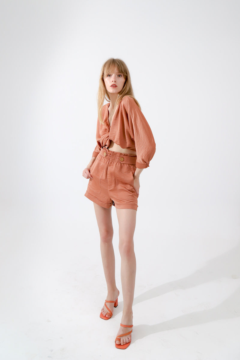 Look Project - Şortlu Crop Takım Apricot