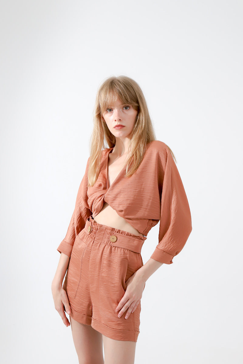Look Project - Şortlu Crop Takım Apricot