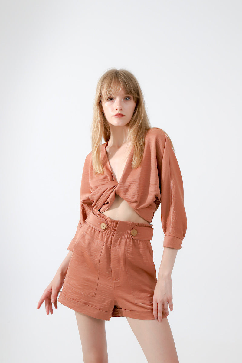 Look Project - Şortlu Crop Takım Apricot