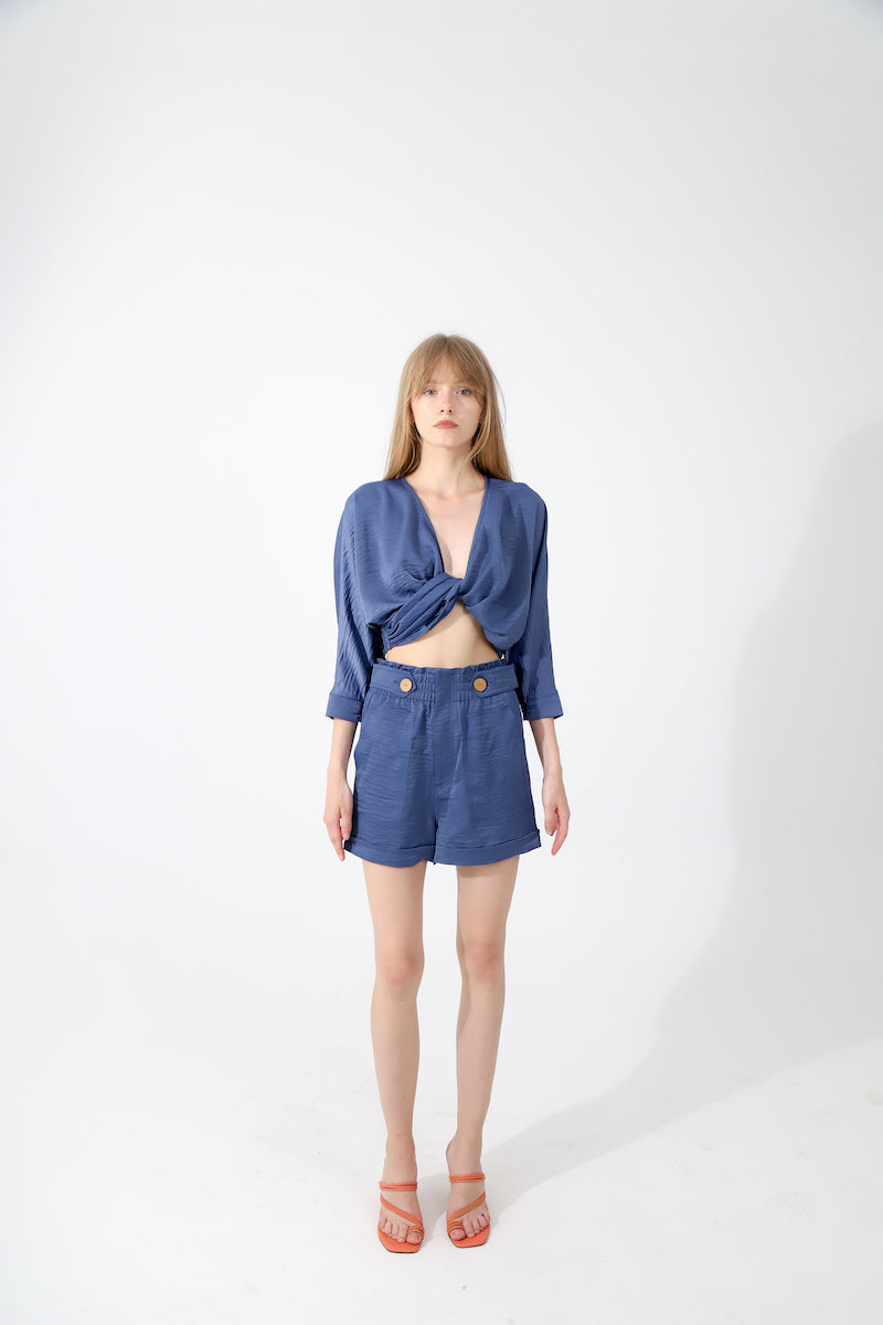 Look Project - Şortlu Crop Takım İndigo