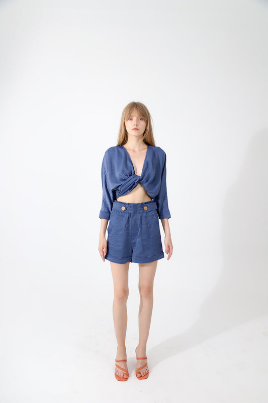 Look Project - Şortlu Crop Takım İndigo